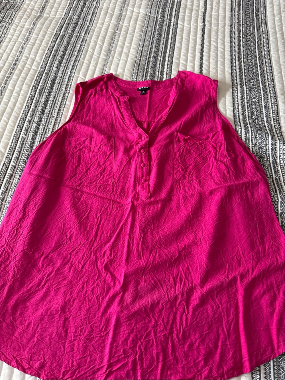 torrid Bright Pink Sleeveless Henley Tunic